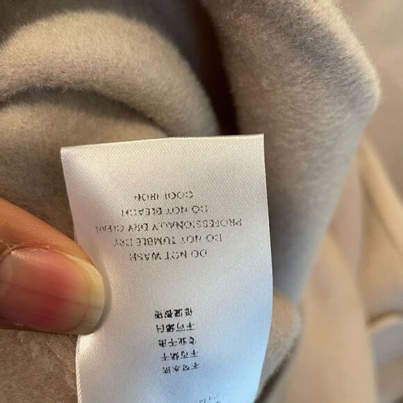 Gentle Herd Coat Womens L Cool Taupe Double Breasted Slim Fit Wide Collar Wool - Picture 3 of 8